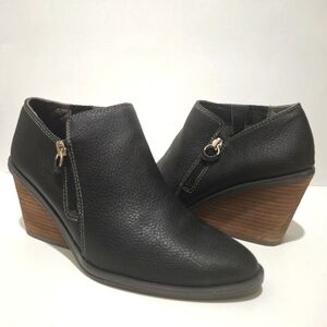 Dr. Scholl's Black Leather Wedge Booties Fall Boots Women Size 8